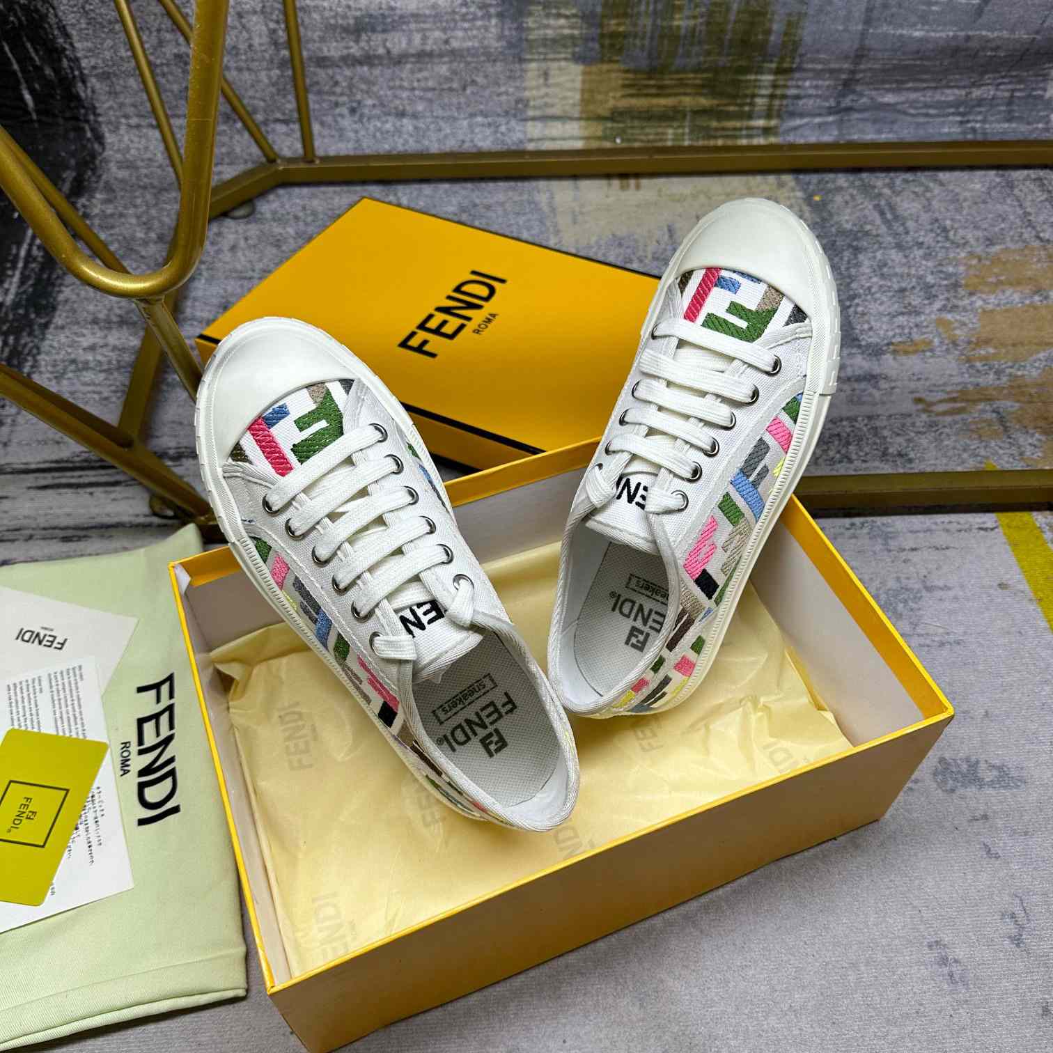 Fendi Domino Canvas Sneakers - DesignerGu