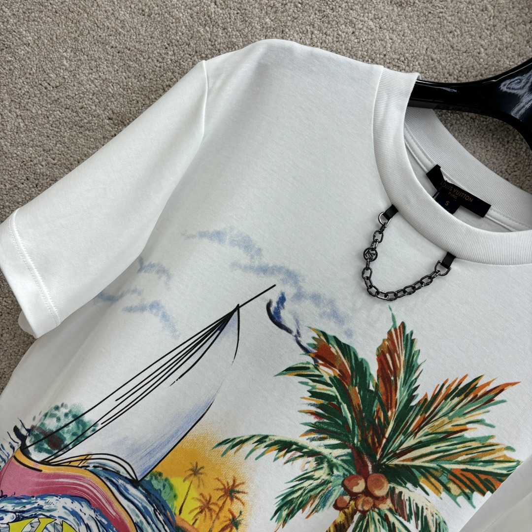 Louis Vuitton Sunset Sailboat T-Shirt   - DesignerGu