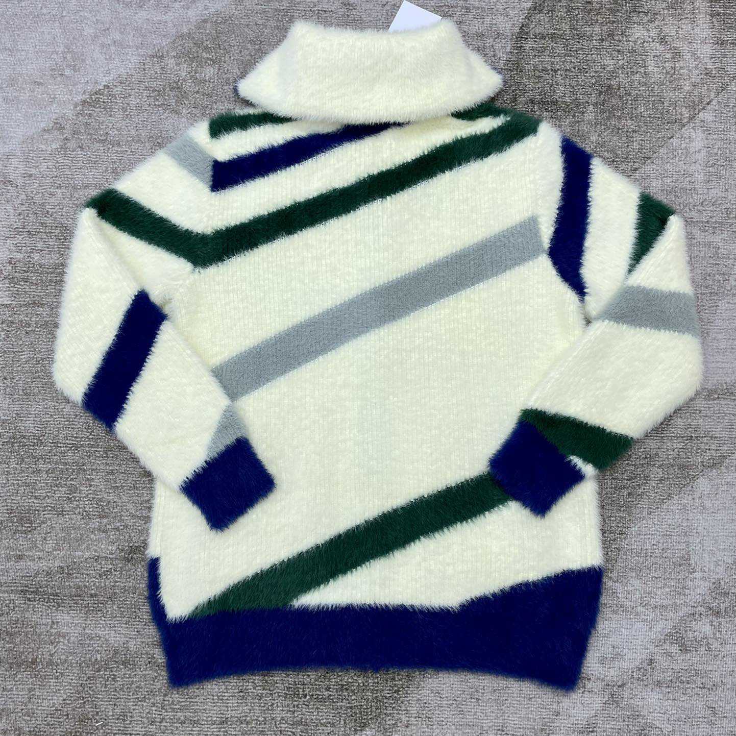 Casablanca  Furry Striped Zip Up Jumper - DesignerGu