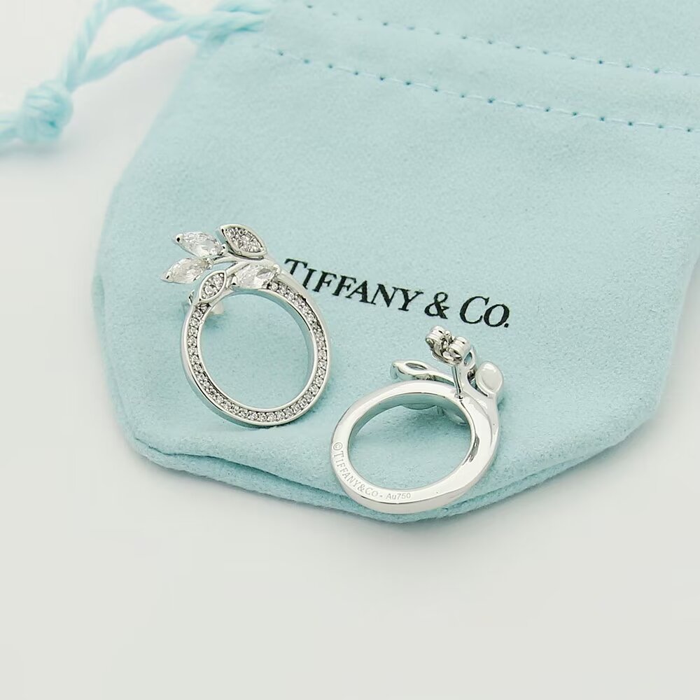 Tiffany & Co. Diamond Vine Circle Earrings In Platinum - DesignerGu