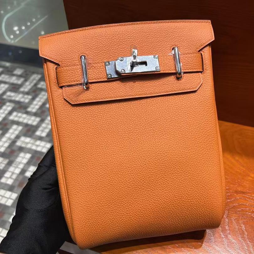 Hermes Orange 'Hac A Dos' Sling Backpack  (18-27-8cm) - DesignerGu