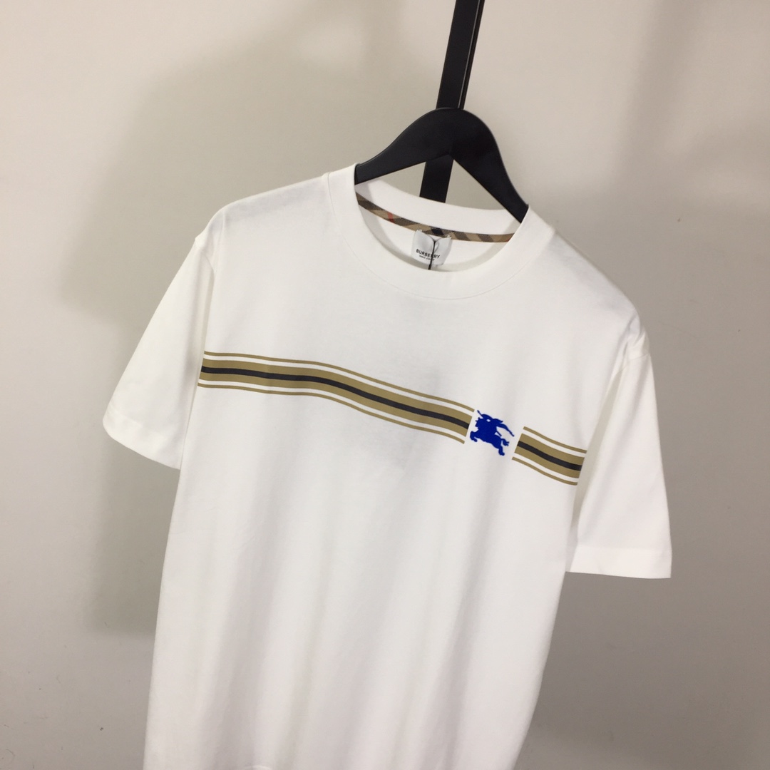 Burberry Striped-detail Cotton T-shirt - DesignerGu