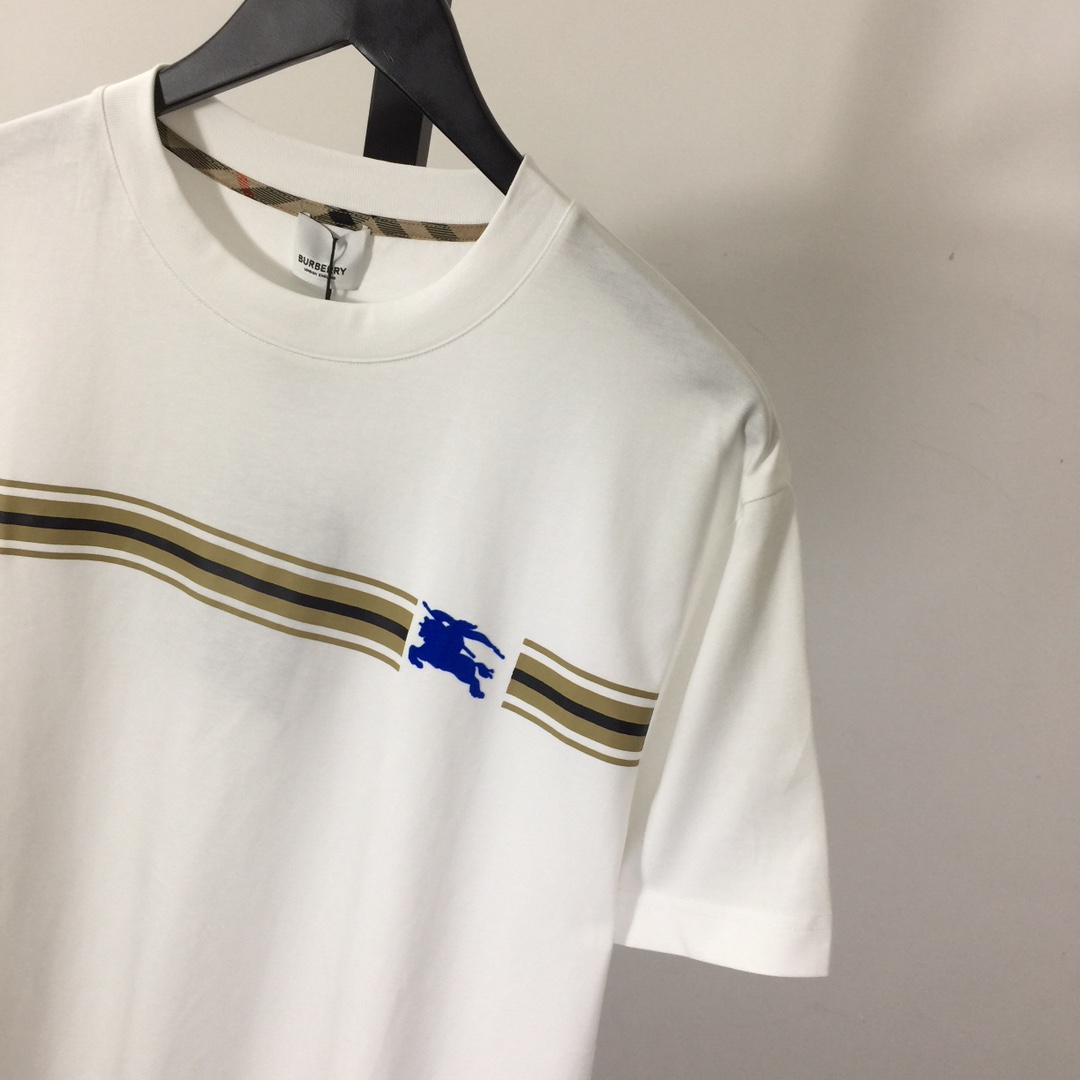 Burberry Striped-detail Cotton T-shirt - DesignerGu