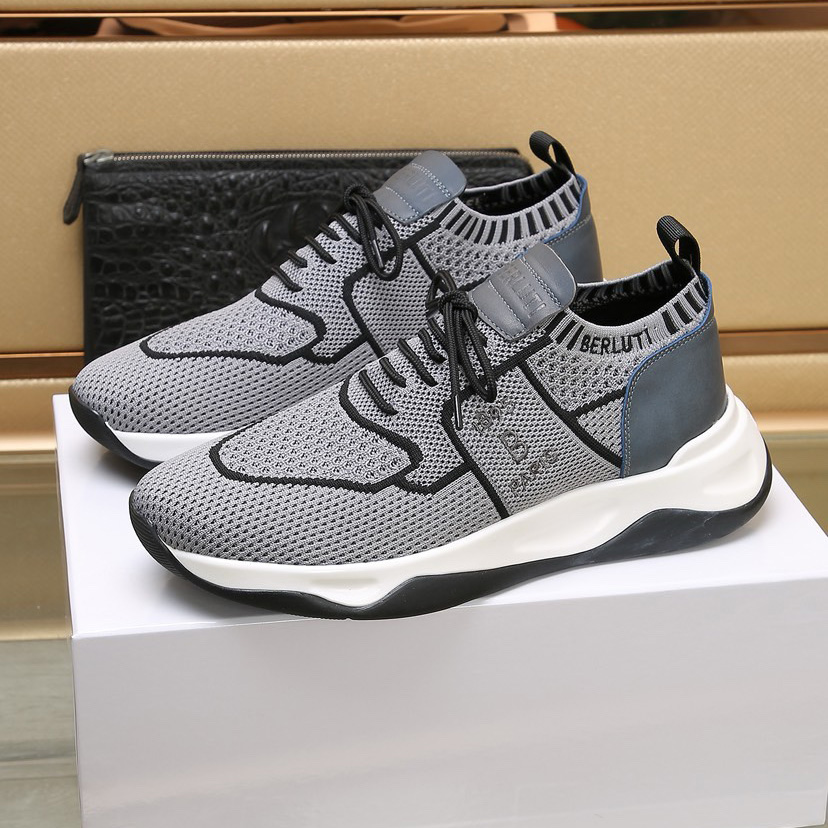 Berluti Shadow Knit And Calf Leather Sneaker - DesignerGu