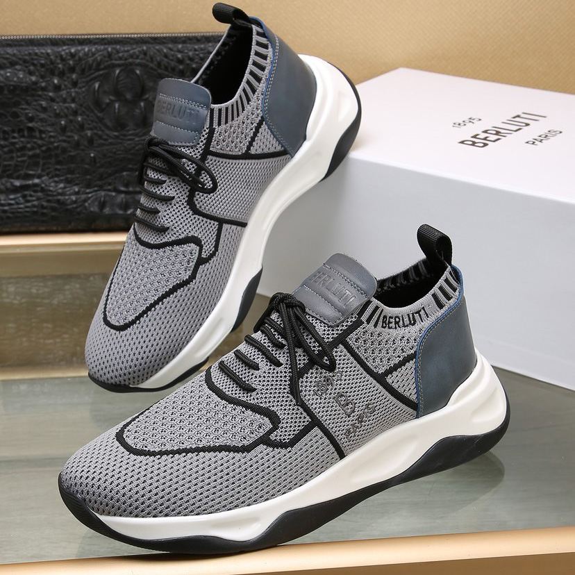 Berluti Shadow Knit And Calf Leather Sneaker - DesignerGu