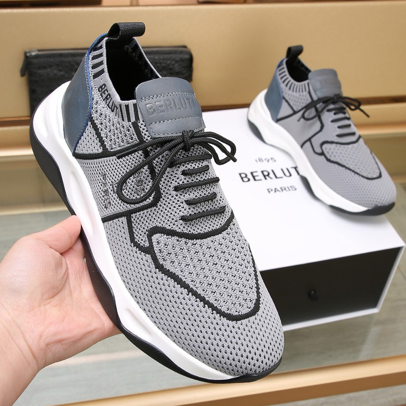 Berluti Shadow Knit And Calf Leather Sneaker - DesignerGu