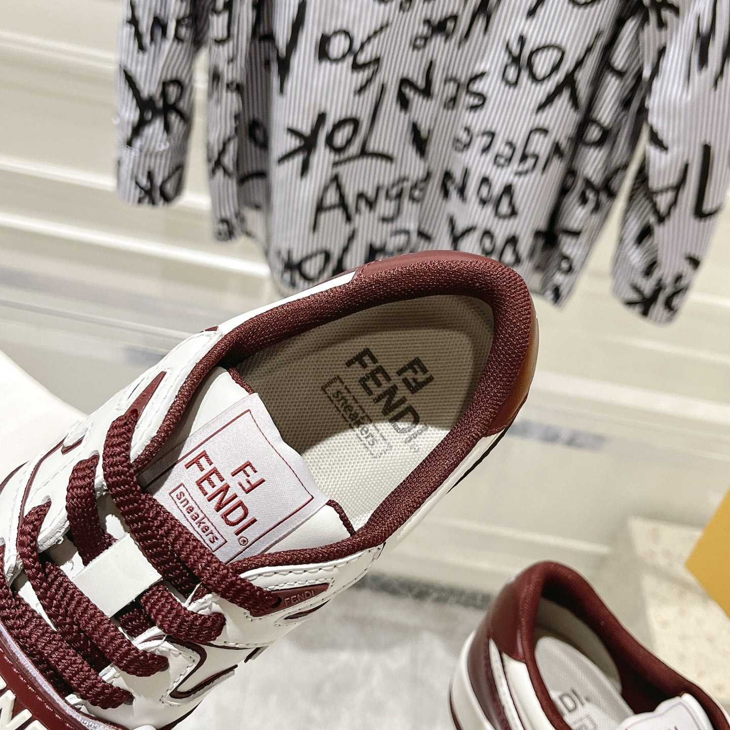 Fendi Match Burgundy Leather Low-tops - DesignerGu