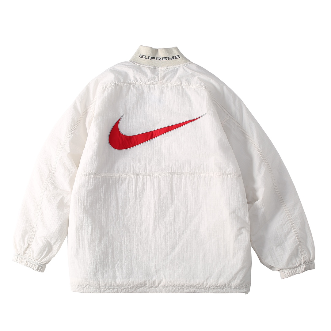 Supreme x Nike Ripstop White Half-Zip Jacket  - DesignerGu