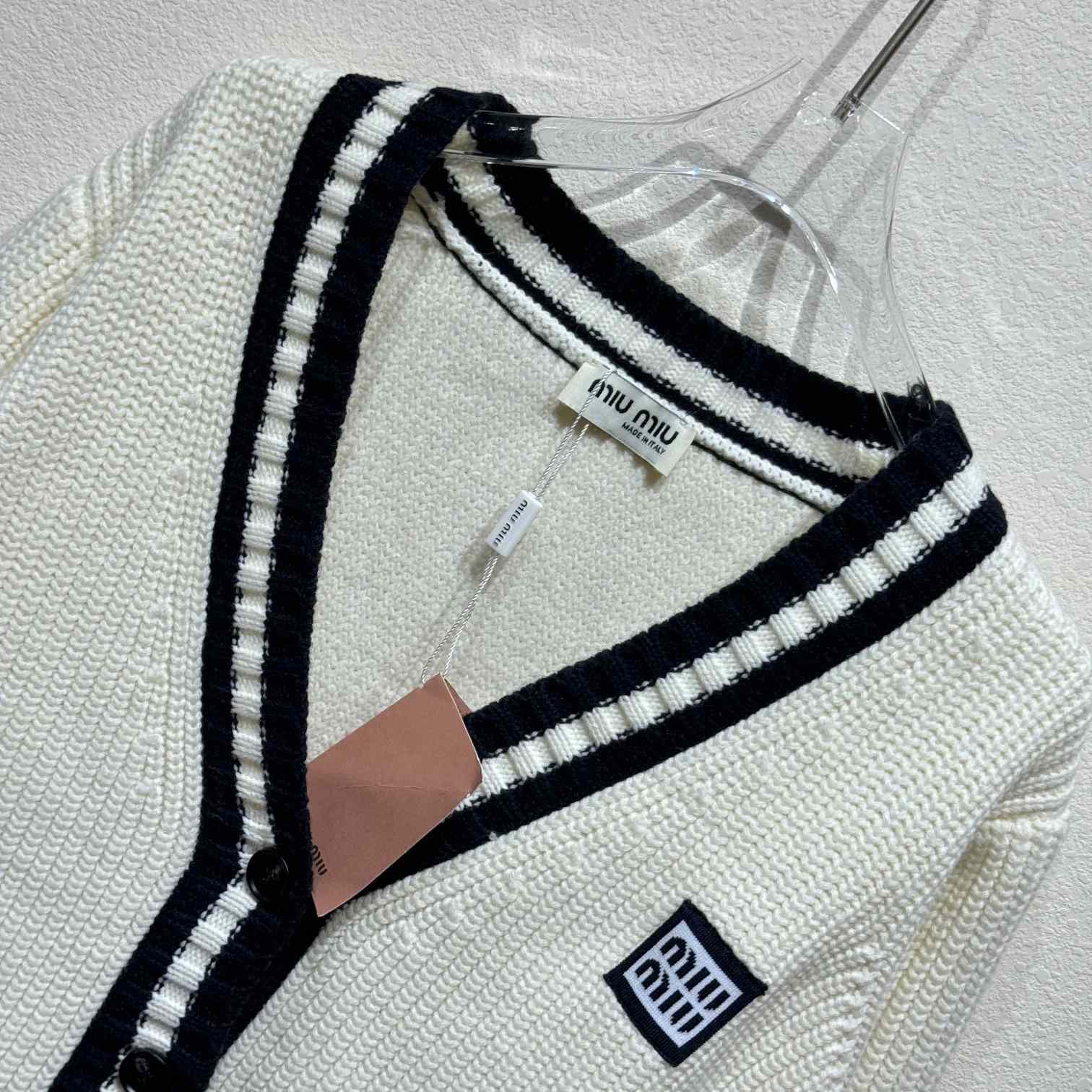 Miu Miu stripe-detail V-neck Cardigan - DesignerGu