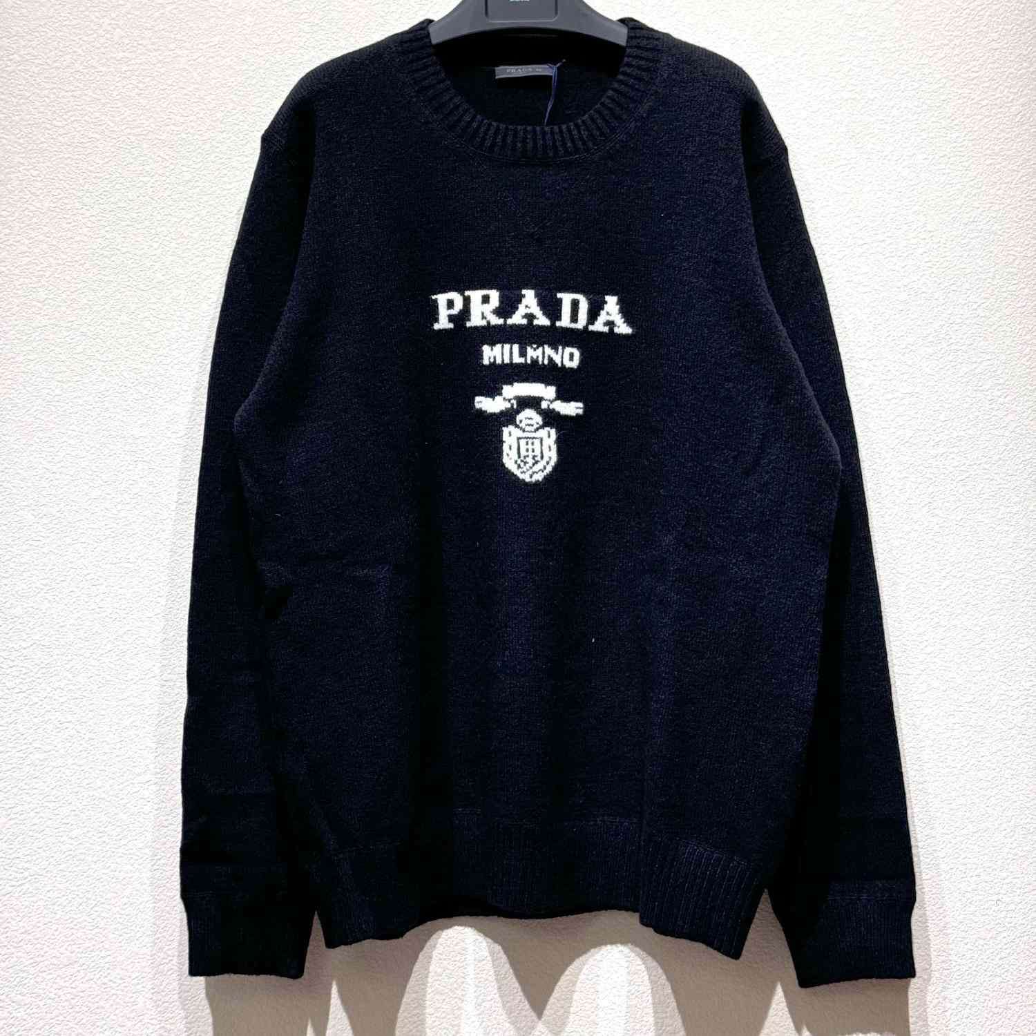 Prada Cashmere And Wool Prada Logo Crew-neck Sweater - DesignerGu