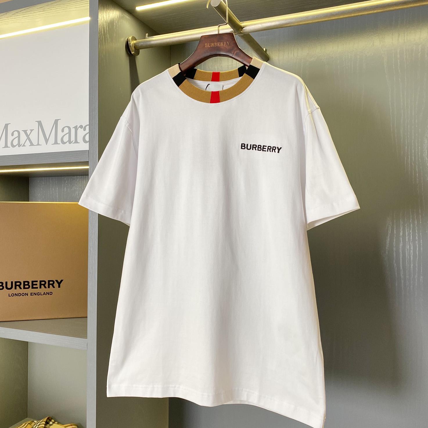 Burberry Icon Stripe Trim Cotton T-shirt - DesignerGu