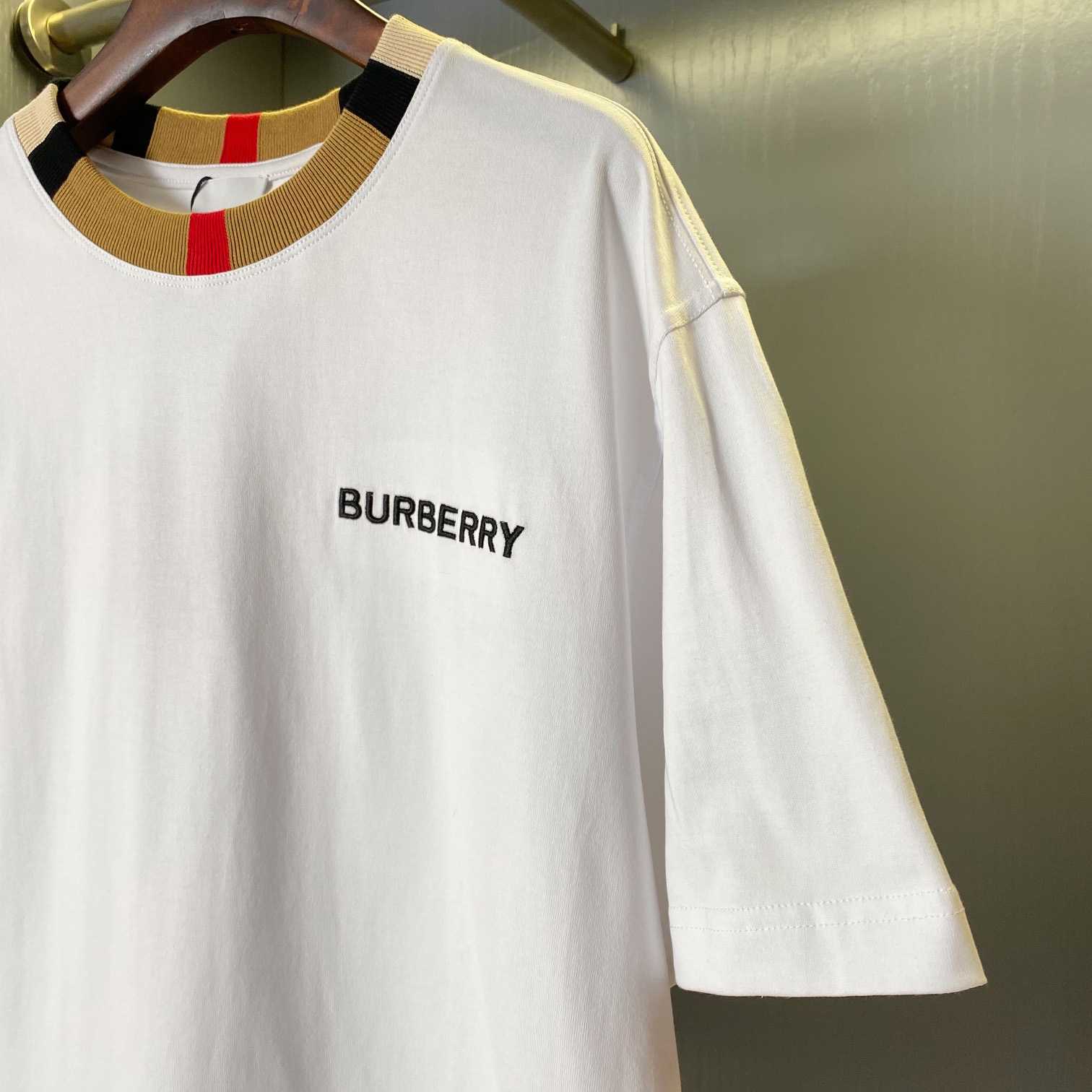 Burberry Icon Stripe Trim Cotton T-shirt - DesignerGu