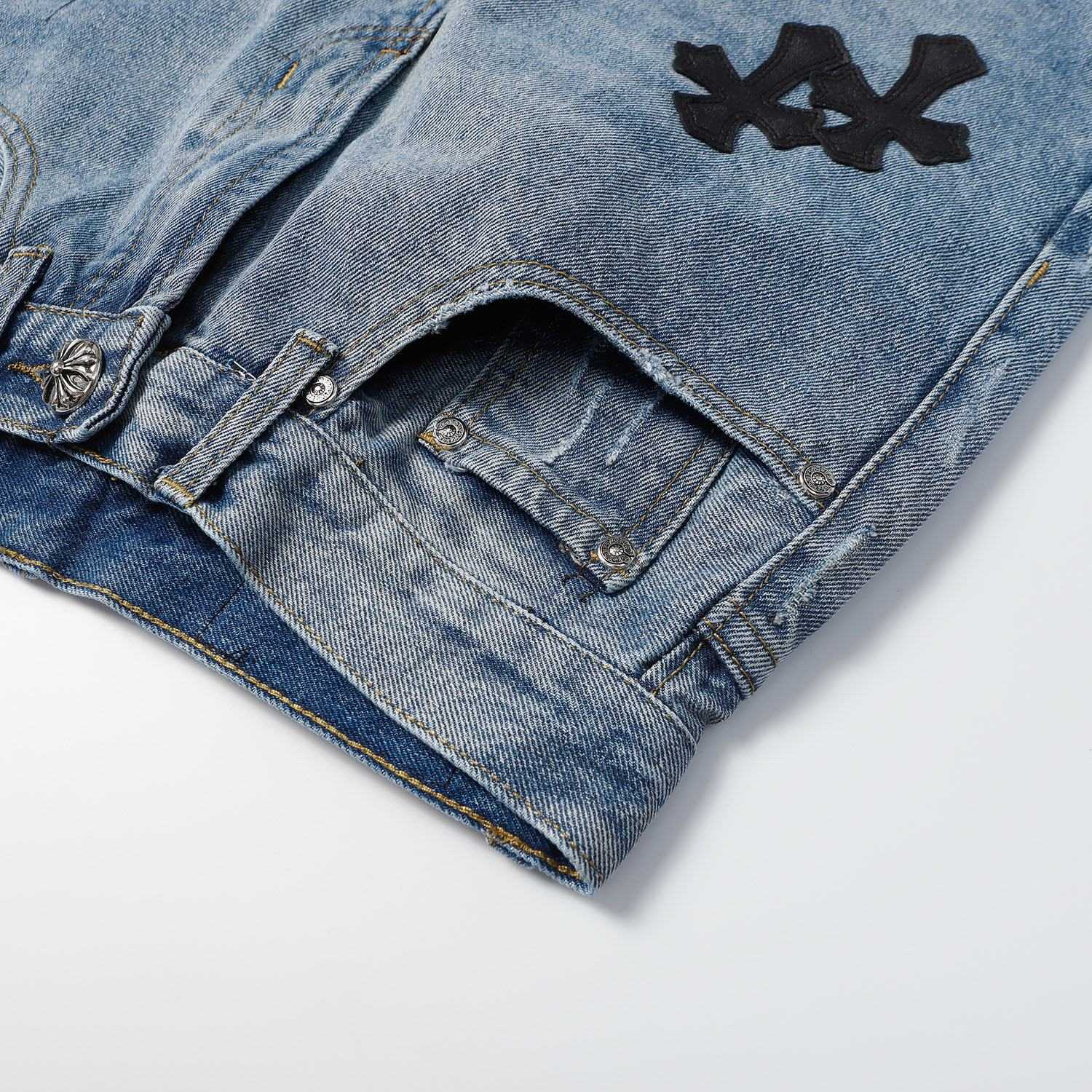 Chrome Hearts Cross Patch Denim Shorts - DesignerGu