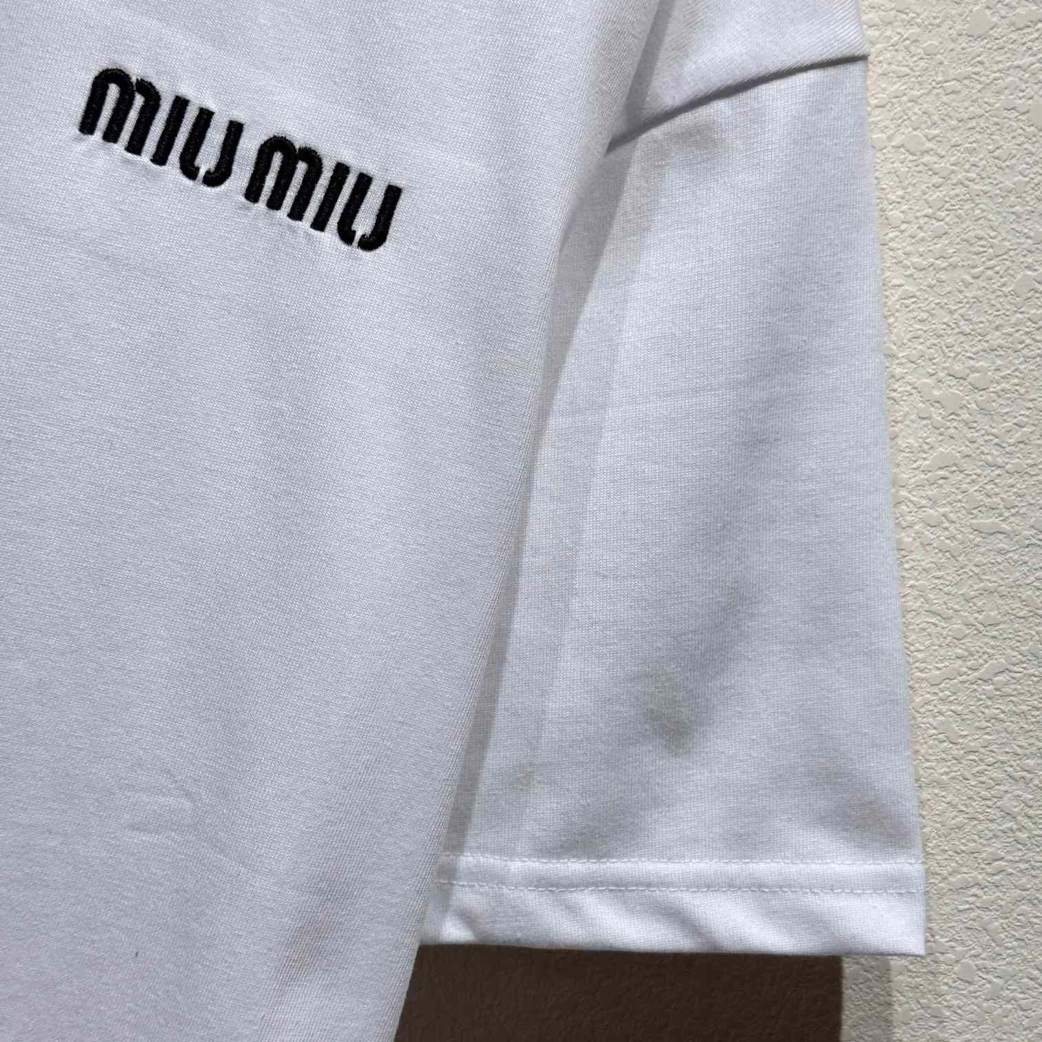 Miu Miu Logo Cotton T-shirt - DesignerGu