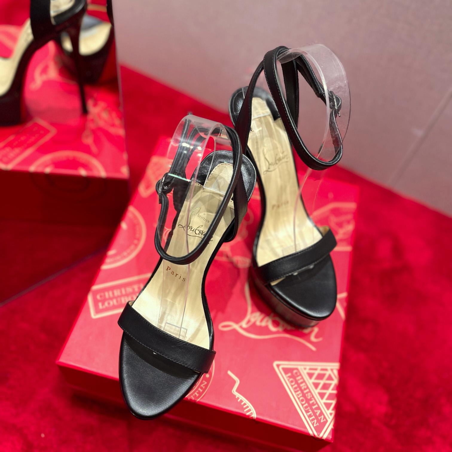 Christian Louboutin Loubi Queen Alta 150 Leather Platform Sandals - DesignerGu