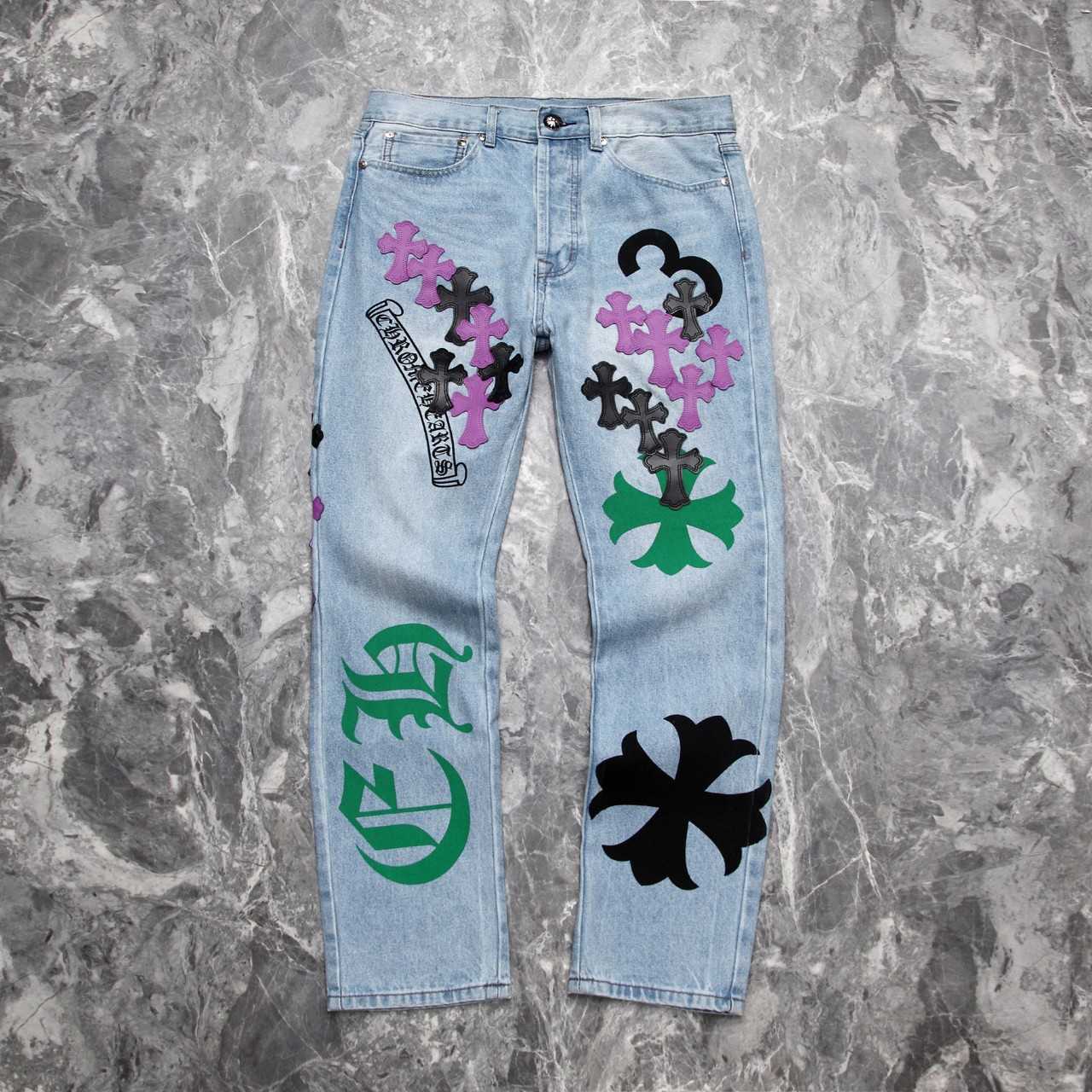 Chrome Heart Cross Patch Denim Jeans - DesignerGu