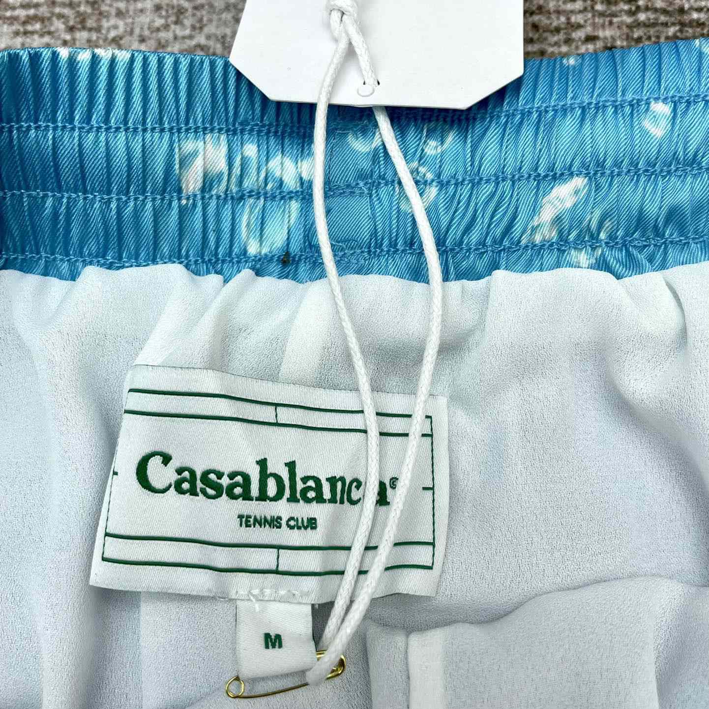 Casablanca Silk Drawstring Shorts 'Blue'   CA3455 - DesignerGu