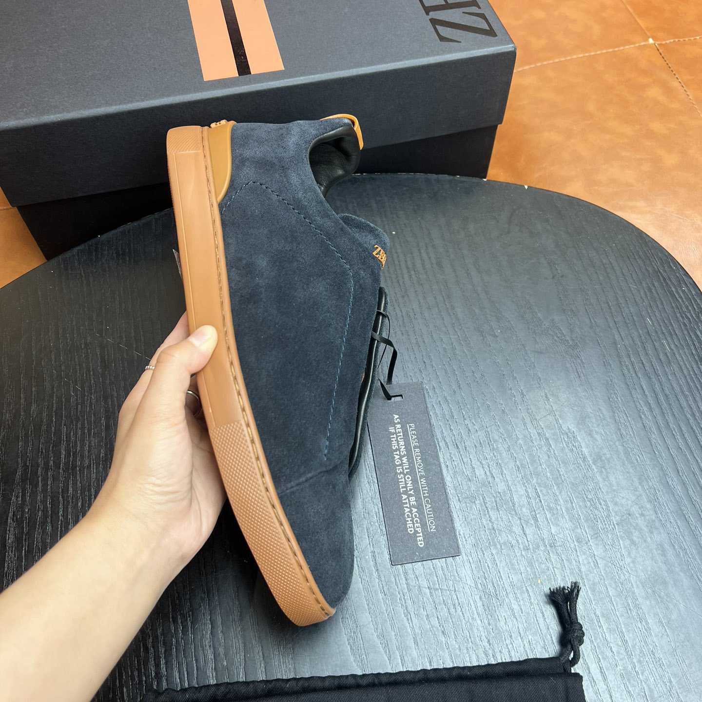 Zegna Black Suede Triple Stitch™ Sneakers - DesignerGu