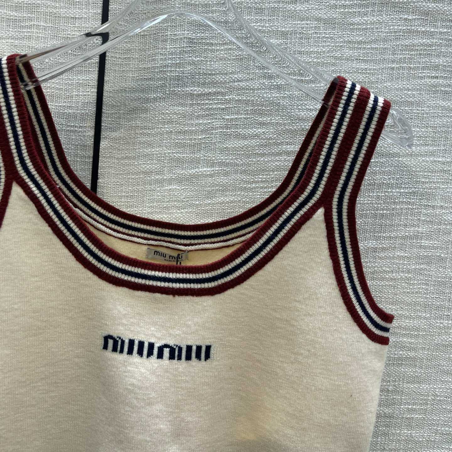 Miu Miu Stripe-trim Cashmere Cropped Top & Miniskirt - DesignerGu