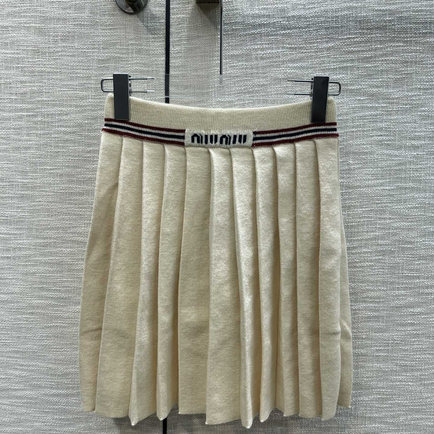 Miu Miu Stripe-trim Cashmere Cropped Top & Miniskirt - DesignerGu