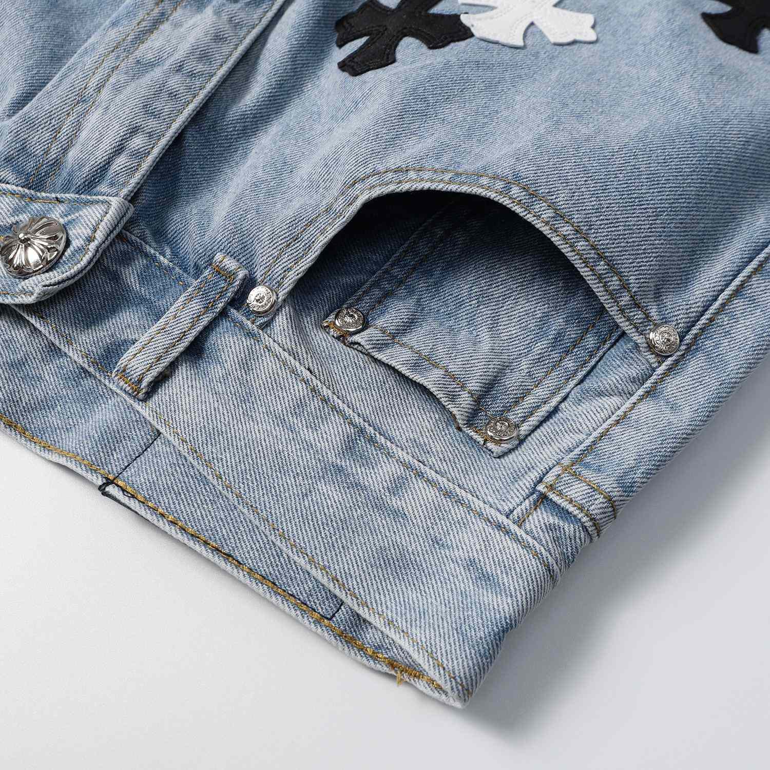 Chrome Hearts Cross Patch Denim Shorts - DesignerGu