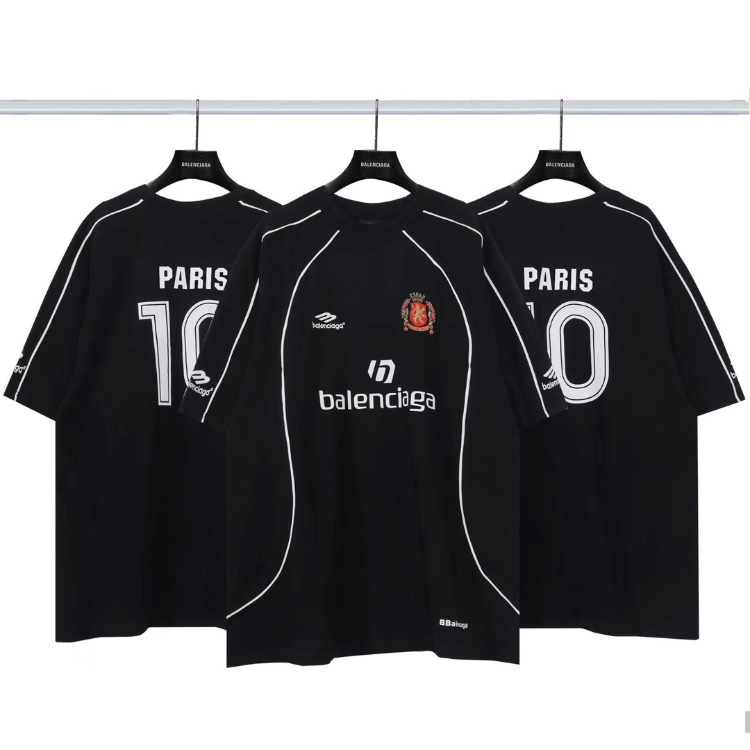 Balenciaga Paris Soccer T-Shirt Oversized In Black - DesignerGu