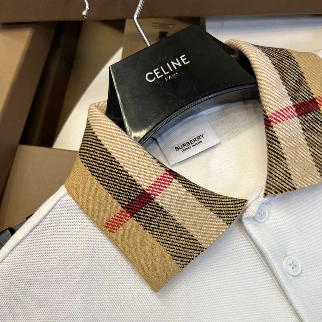 Burberry Check Collar Cotton Polo Shirt - DesignerGu