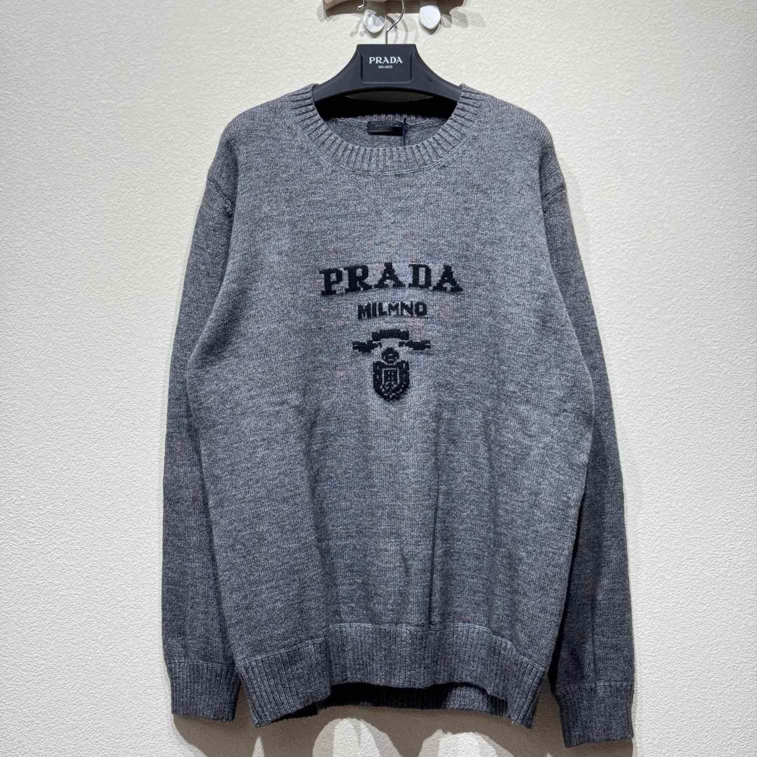 Prada Cashmere And Wool Prada Logo Crew-neck Sweater - DesignerGu