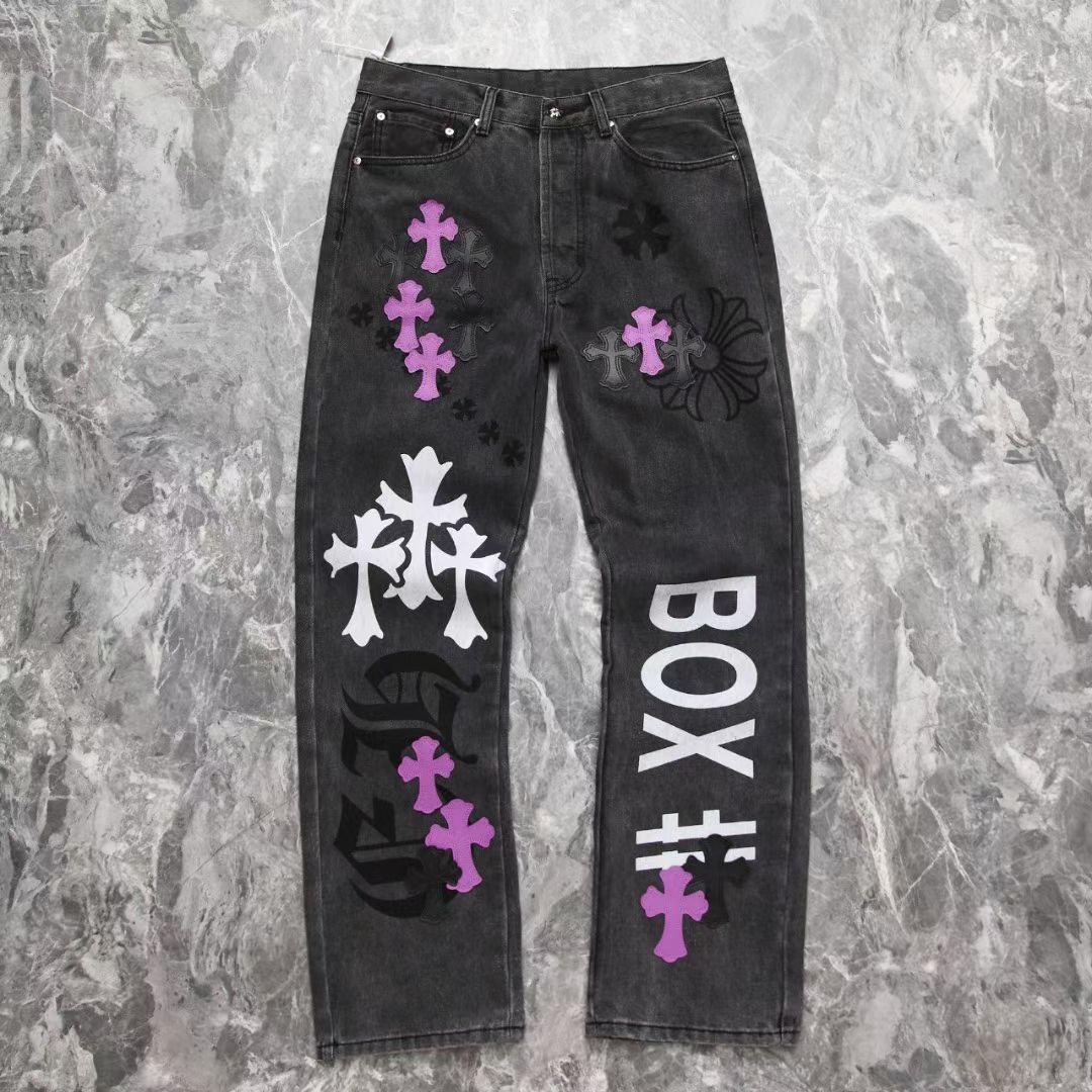 Chrome Heart Cross Patch Denim Jeans - DesignerGu