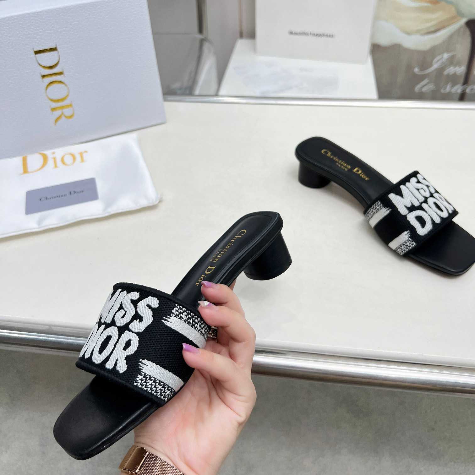 Dior Dway Heeled Slide - DesignerGu