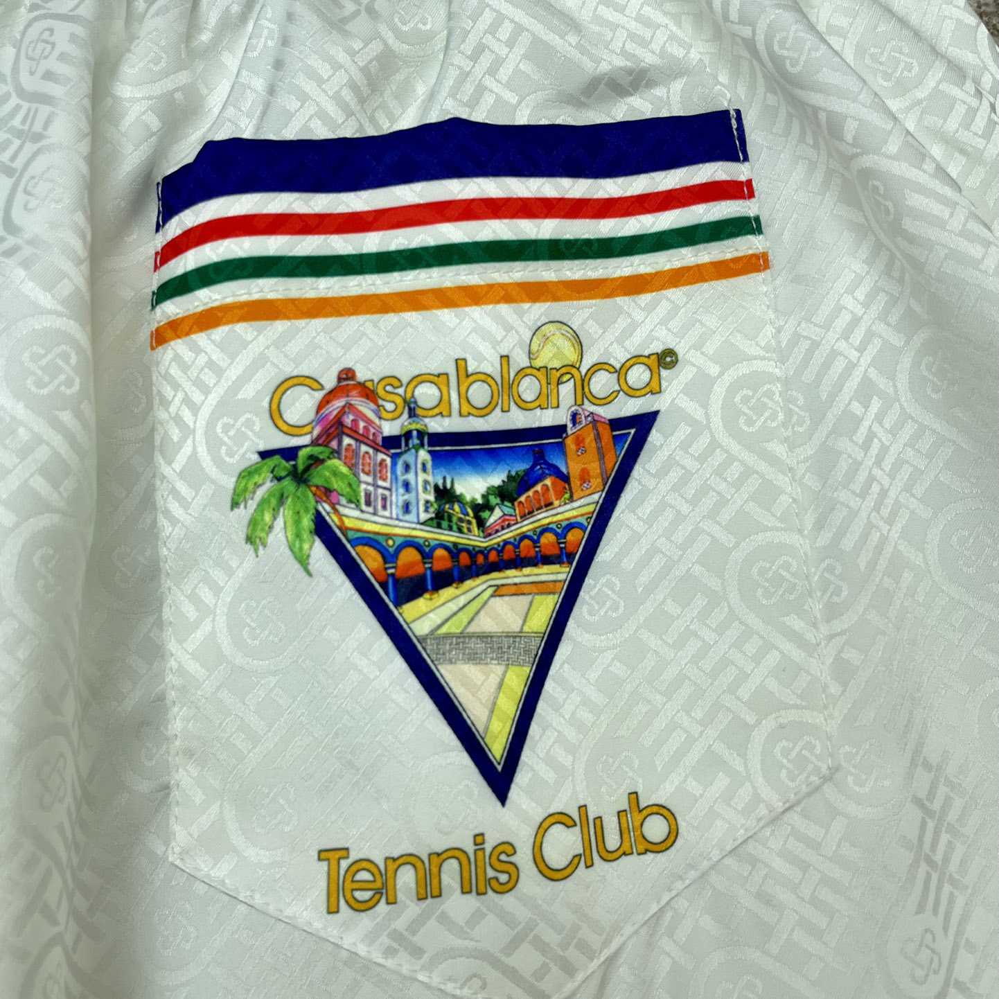 Casablanca Tennis Club Icon Silk Shorts   CA3481 - DesignerGu