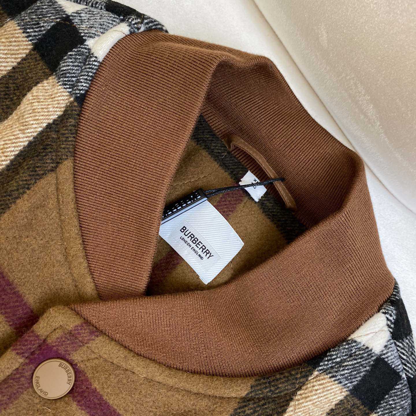 Burberry Check Wool Blend Bomber Jacket - DesignerGu