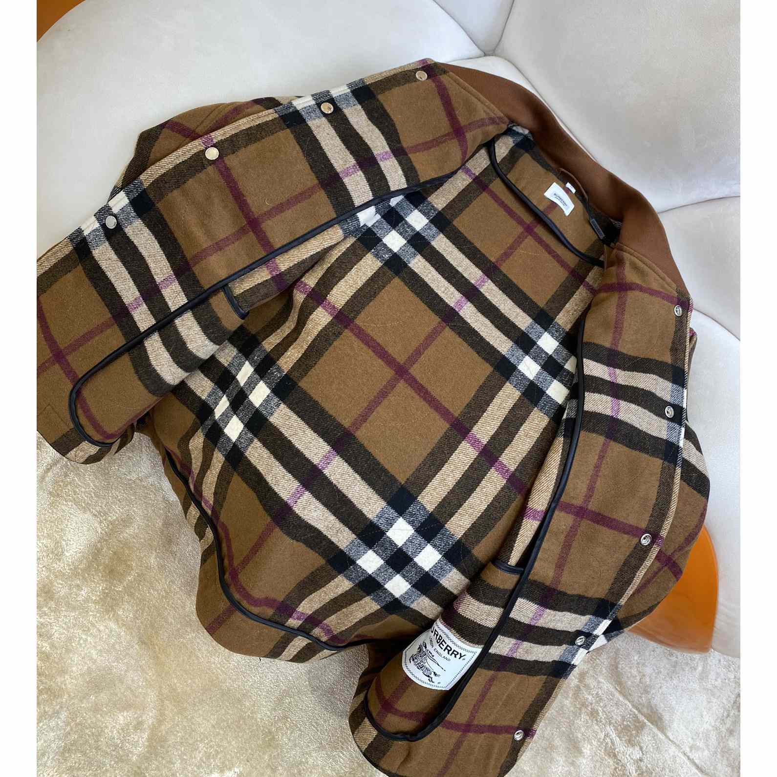 Burberry Check Wool Blend Bomber Jacket - DesignerGu