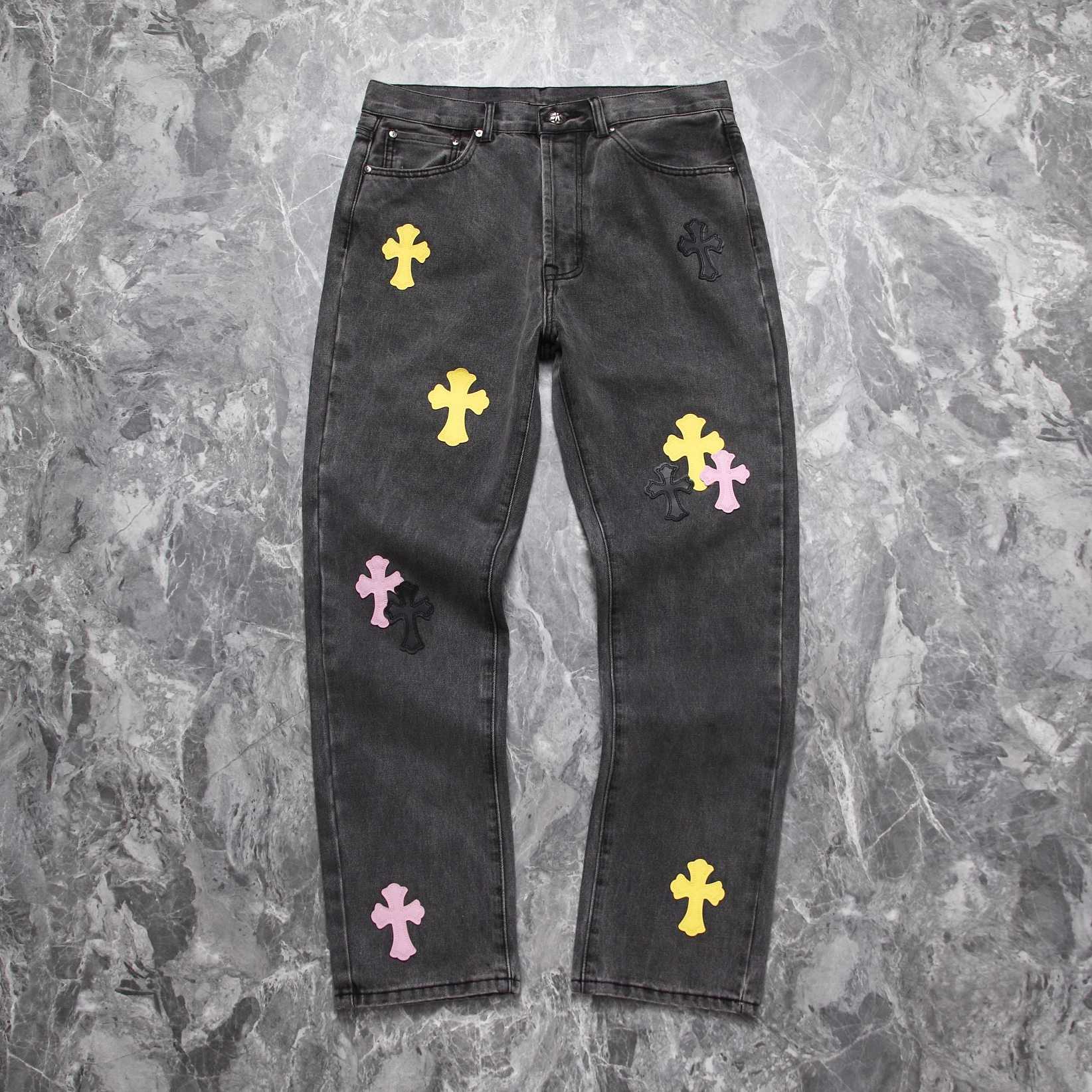 Chrome Heart Cross Patch Denim Jeans - DesignerGu