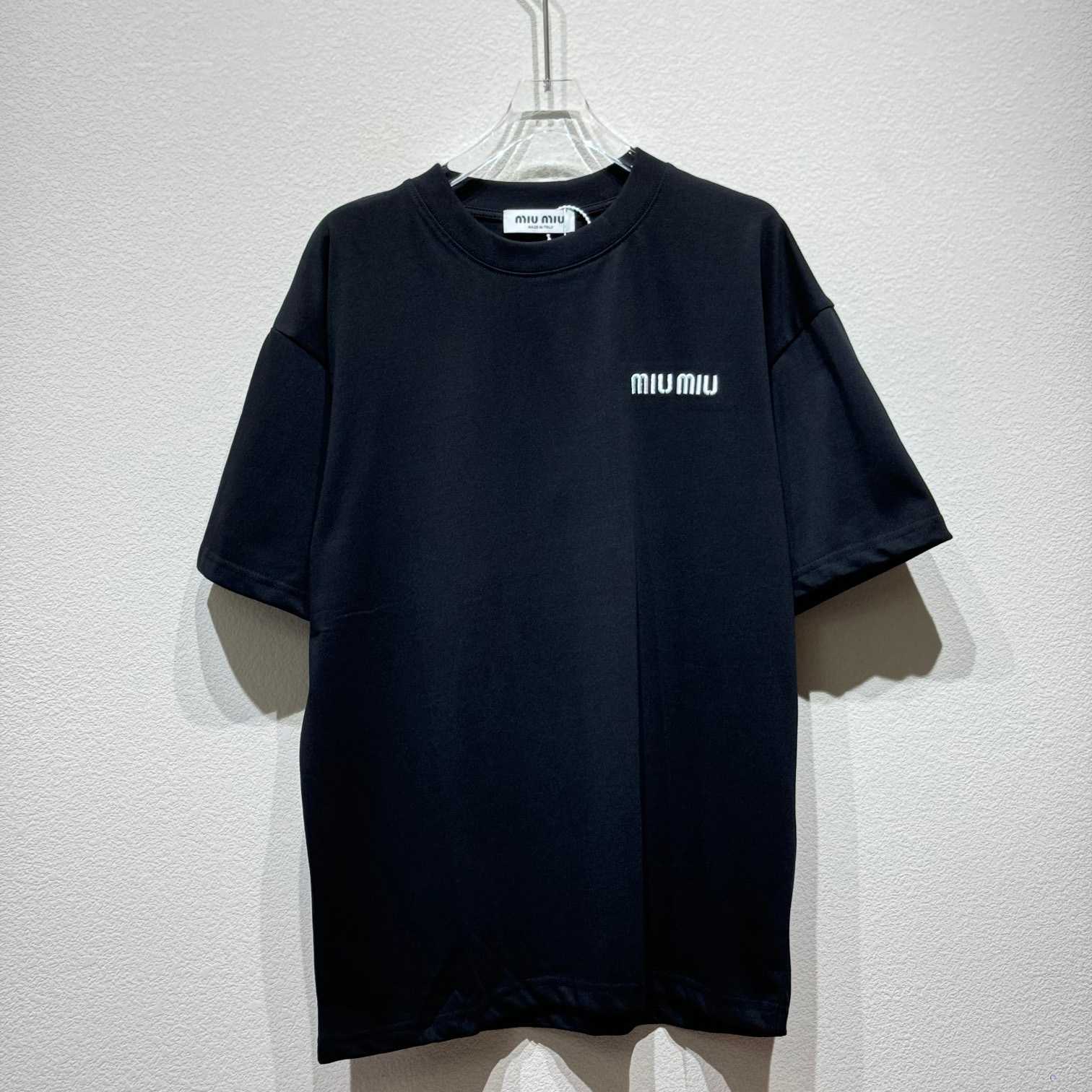 Miu Miu Logo Cotton T-shirt - DesignerGu