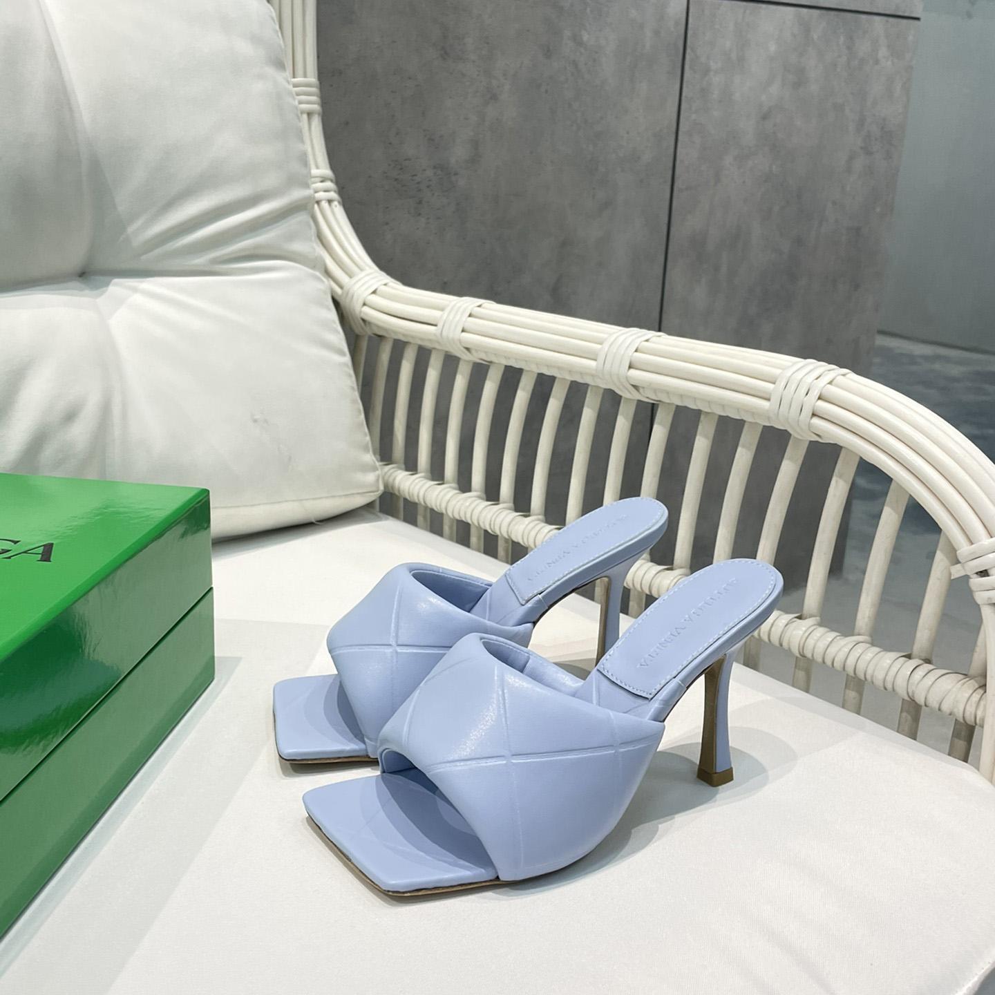 Bottega Veneta Blue Heeled Mule Sandals  - DesignerGu