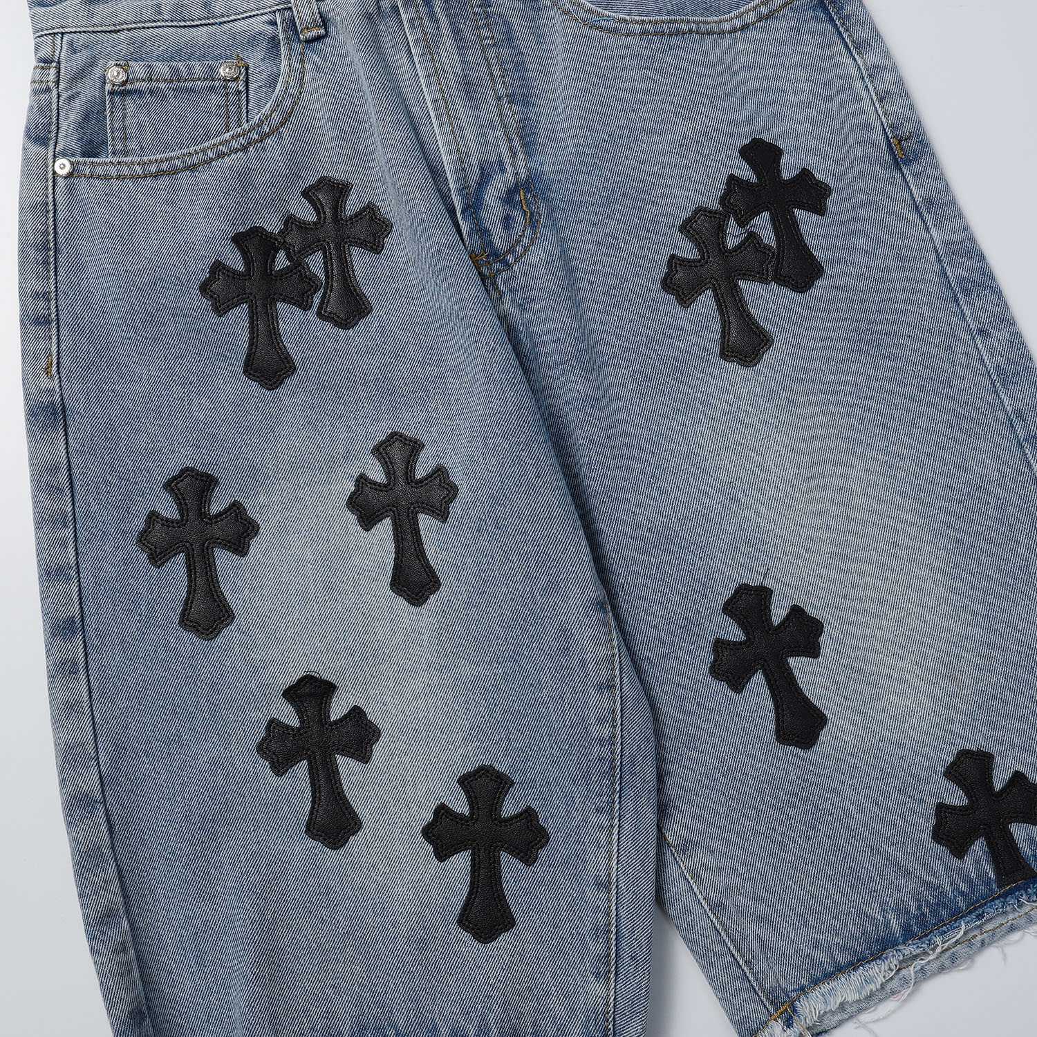 Chrome Hearts Cross Patch Denim Shorts - DesignerGu