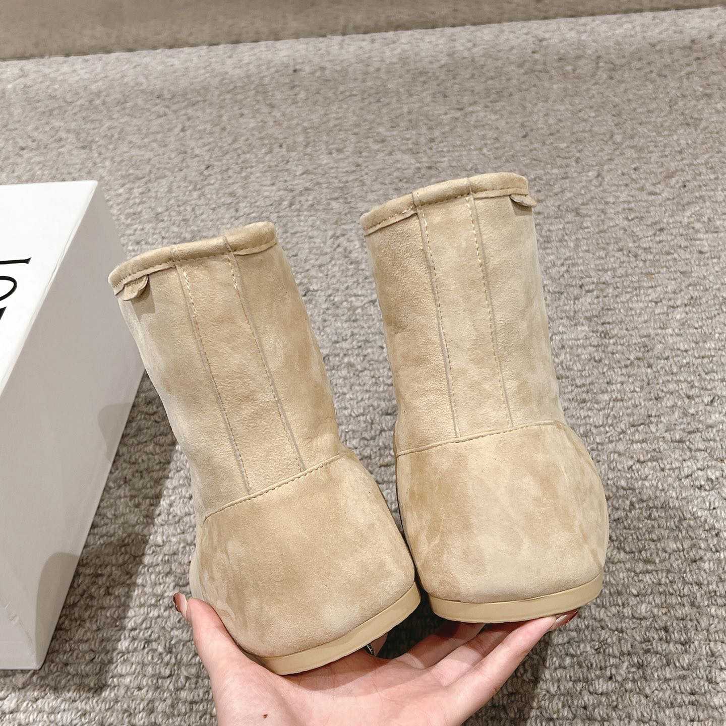 Loewe Lago Boot In Suede And Shearling - DesignerGu