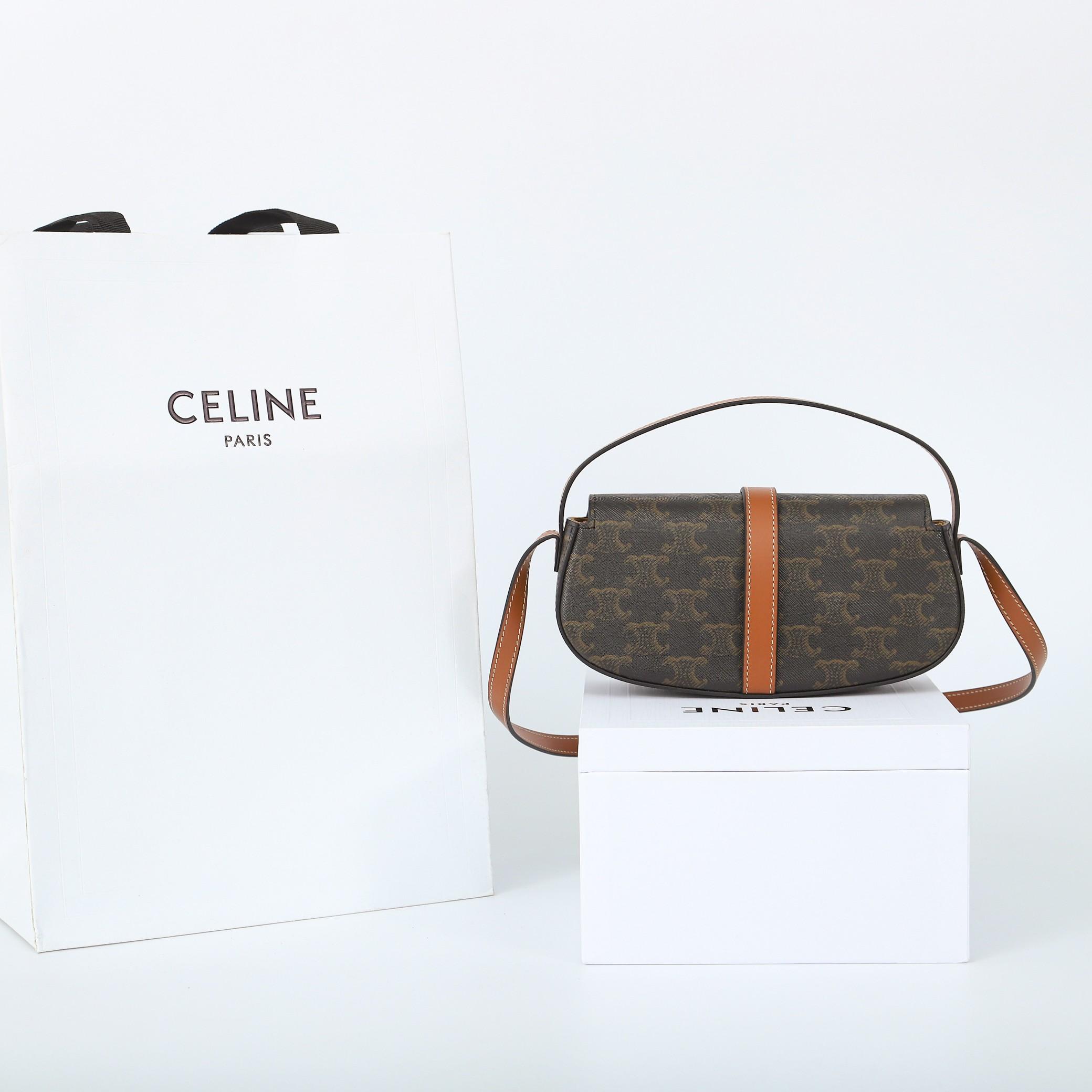 Celine Clutch On Strap Tabou In Triomphe Canvas And Calfskin - DesignerGu