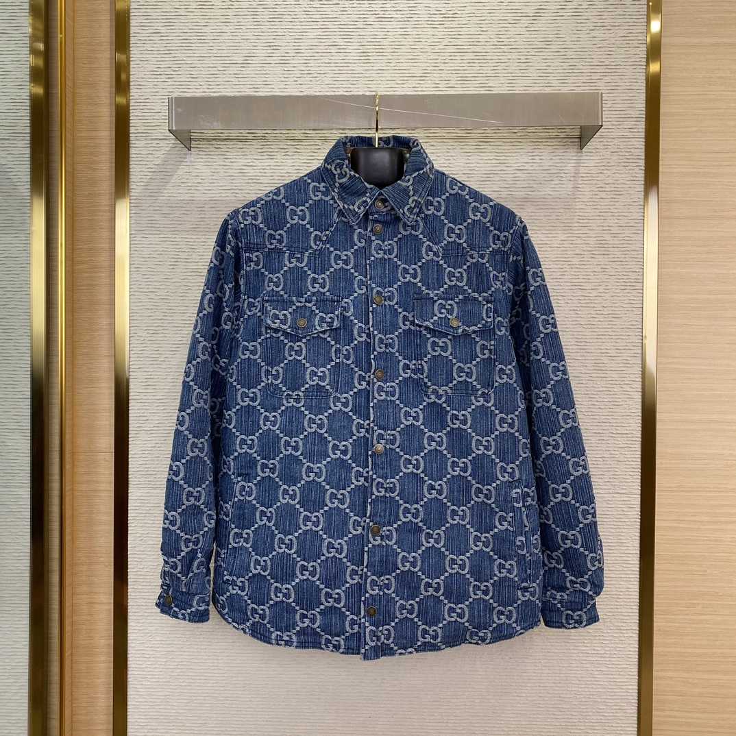 Gucci GG Jacquard Denim Shirt - DesignerGu