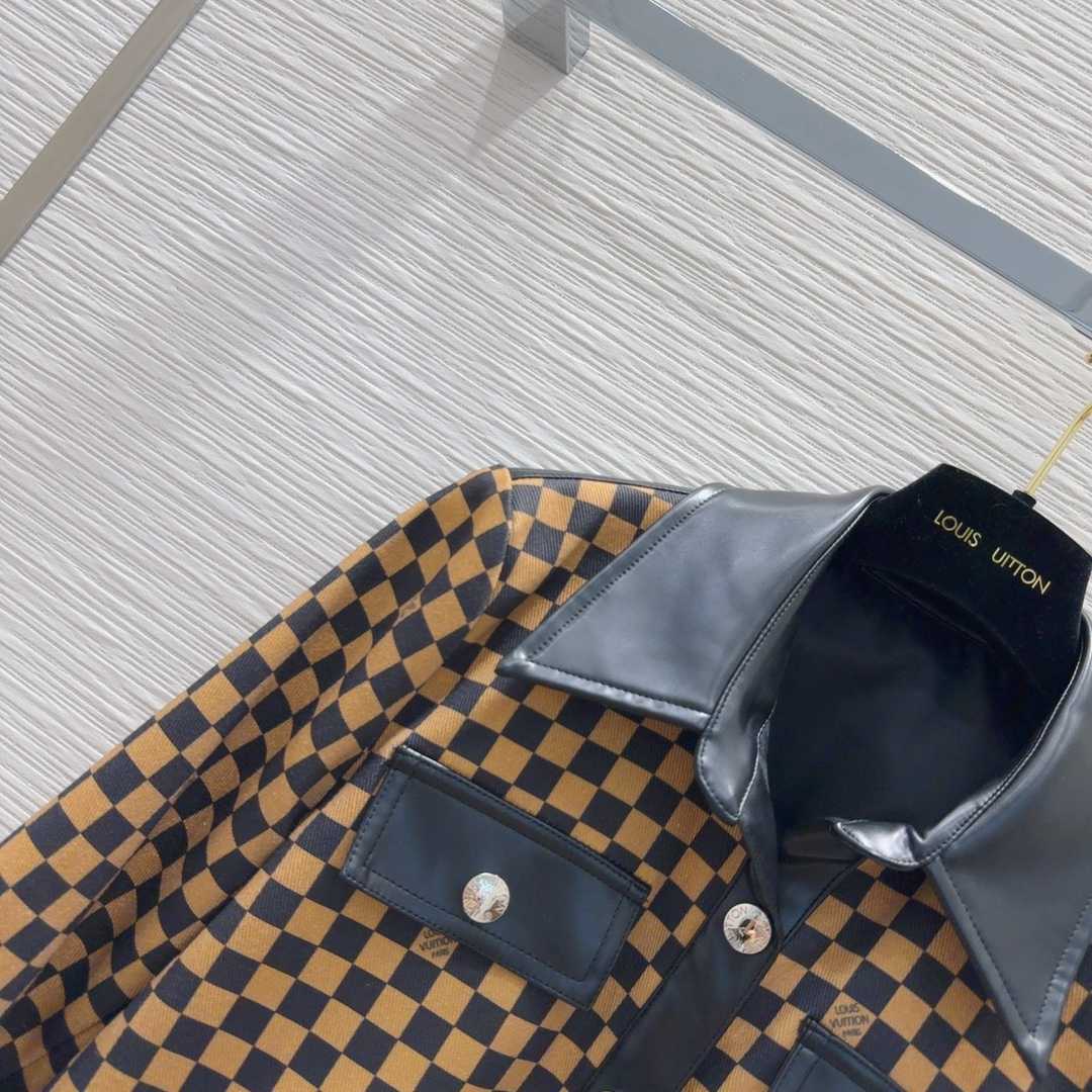 Louis Vuitton Leather Accent Damier Knit Jacket  1AFTZL - DesignerGu