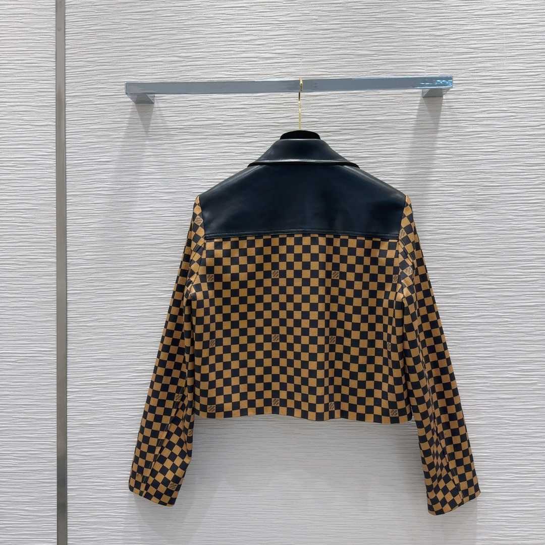 Louis Vuitton Leather Accent Damier Knit Jacket  1AFTZL - DesignerGu