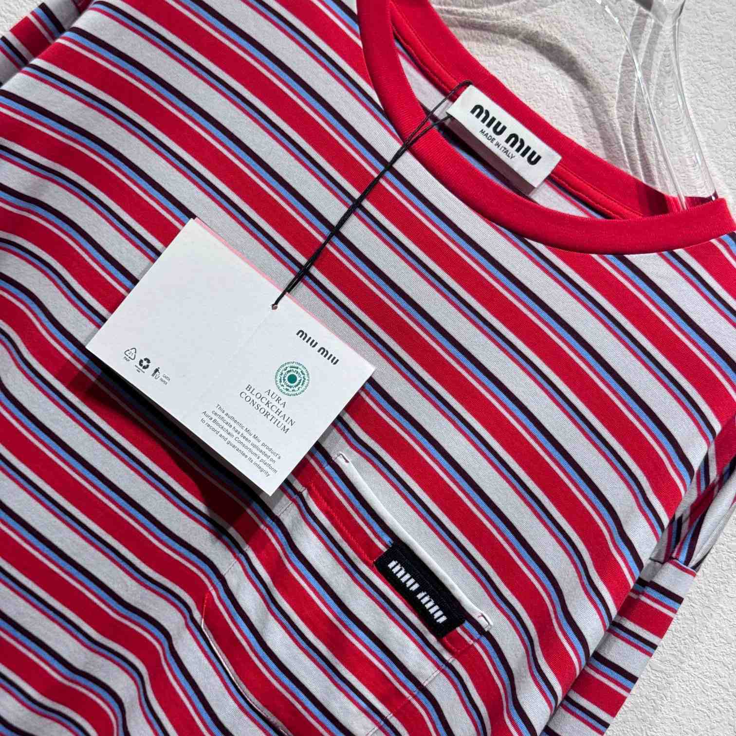 Miu Miu Striped Cotton T-shirt - DesignerGu