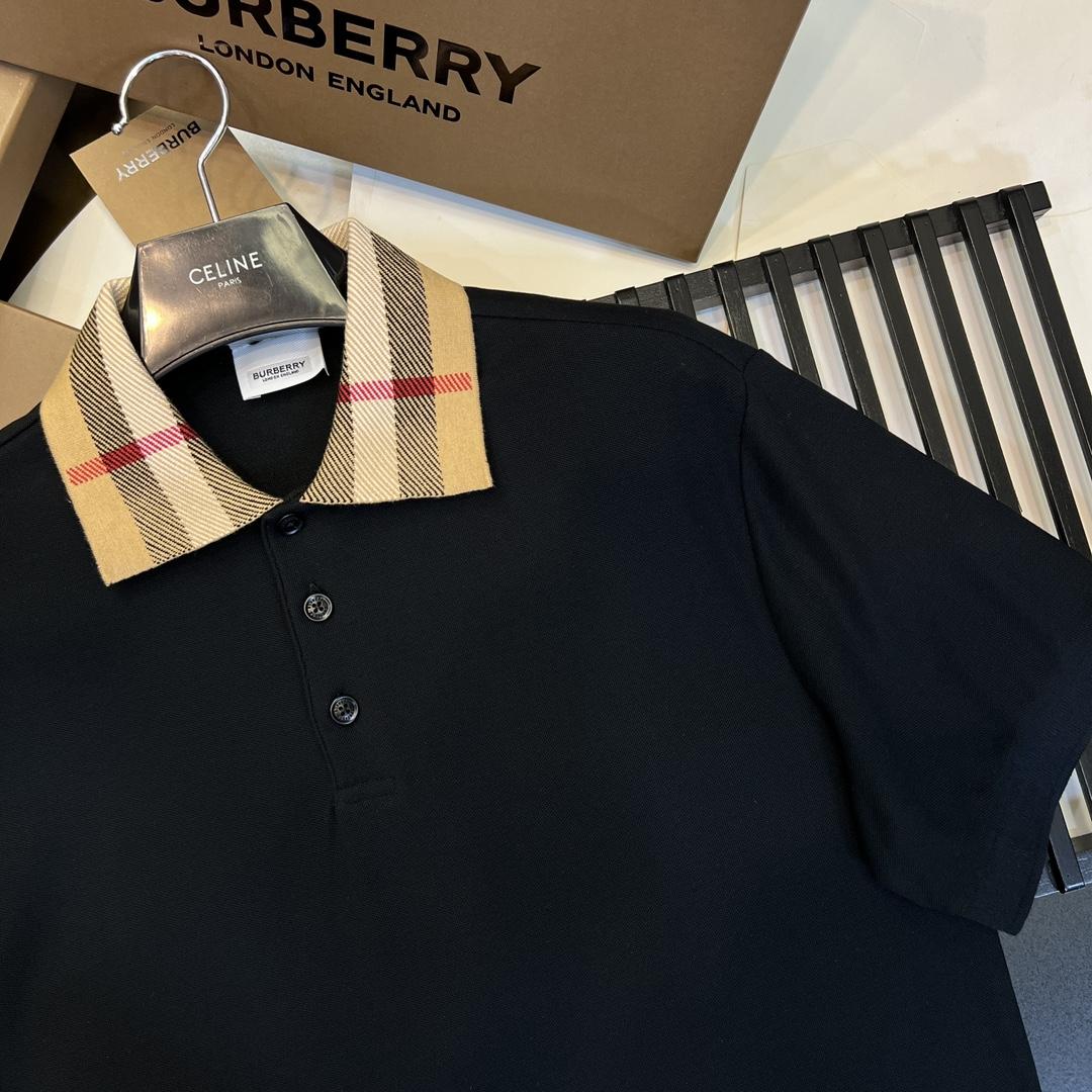 Burberry Check Collar Cotton Polo Shirt - DesignerGu