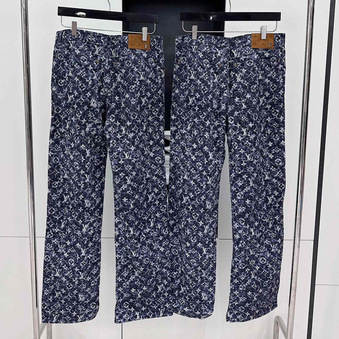 Louis Vuitton Monogram Printed Denim Jeans - DesignerGu