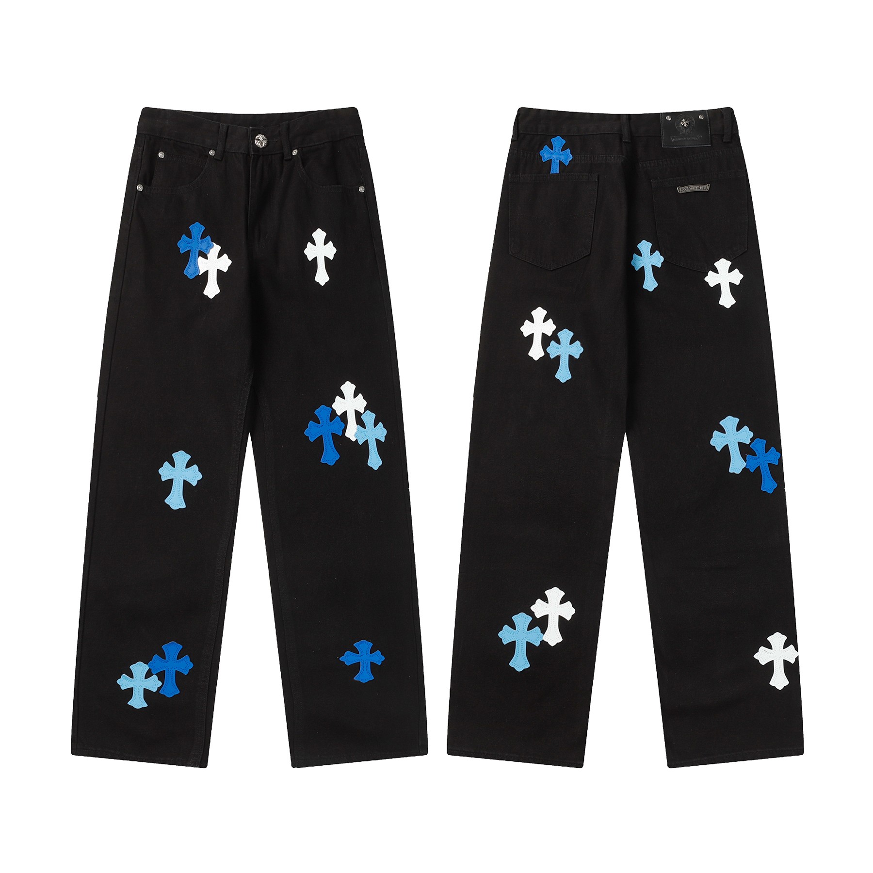 Chrome Heart Cross Patch Jeans - DesignerGu