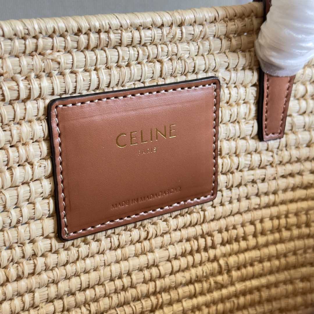 Celine Classic Panier Small Braided Triomphe In Raffia And Calfskin - DesignerGu