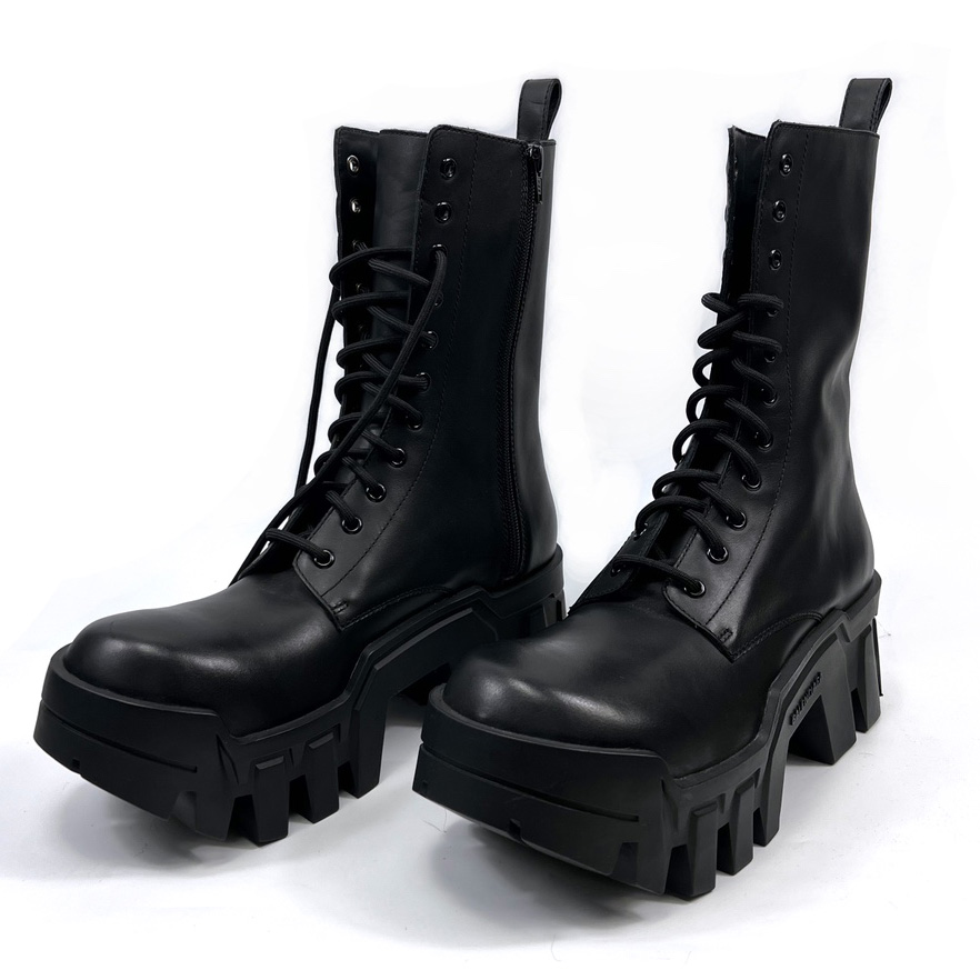 Balenciaga Bulldozer Lace-Up Boot In Black - DesignerGu