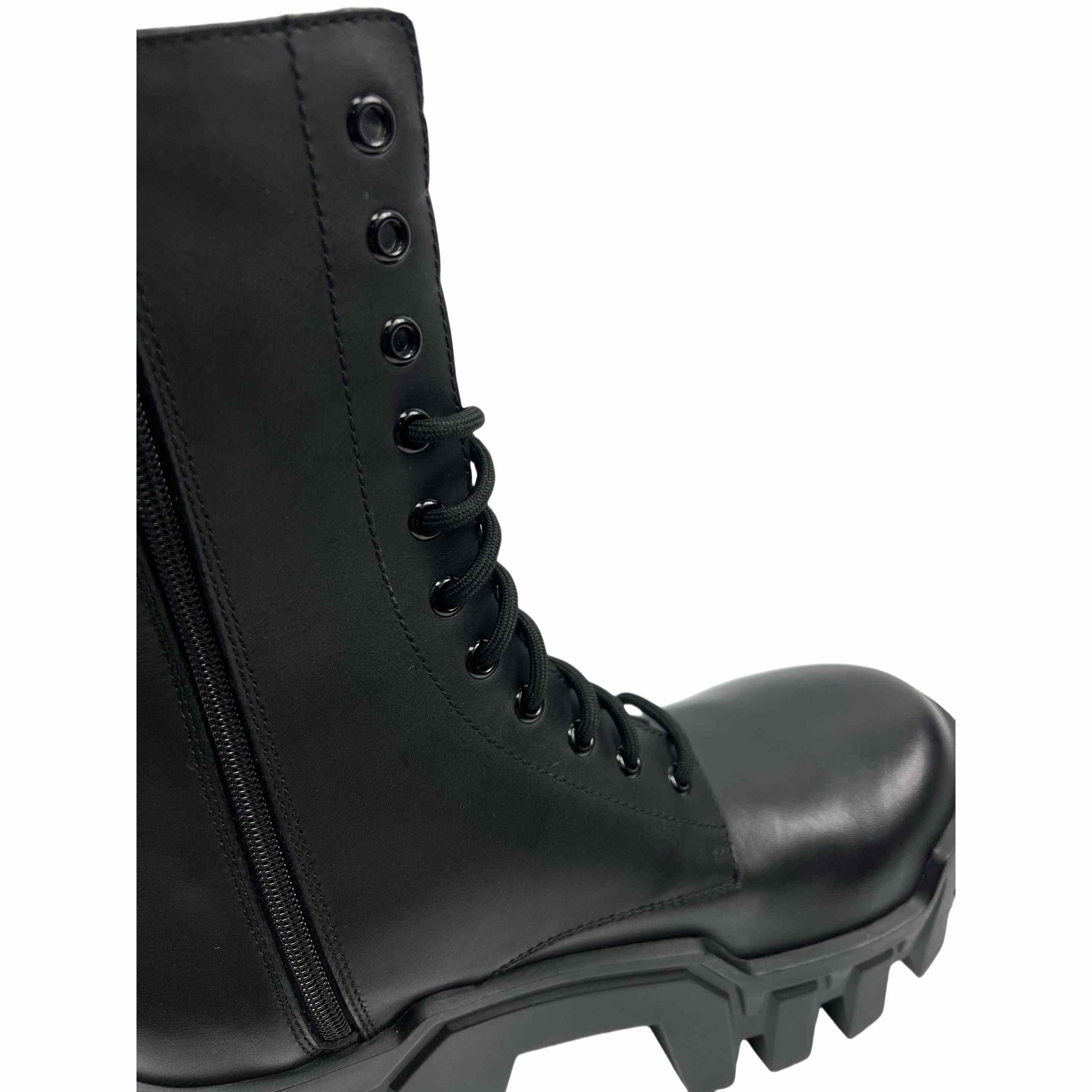 Balenciaga Bulldozer Lace-Up Boot In Black - DesignerGu