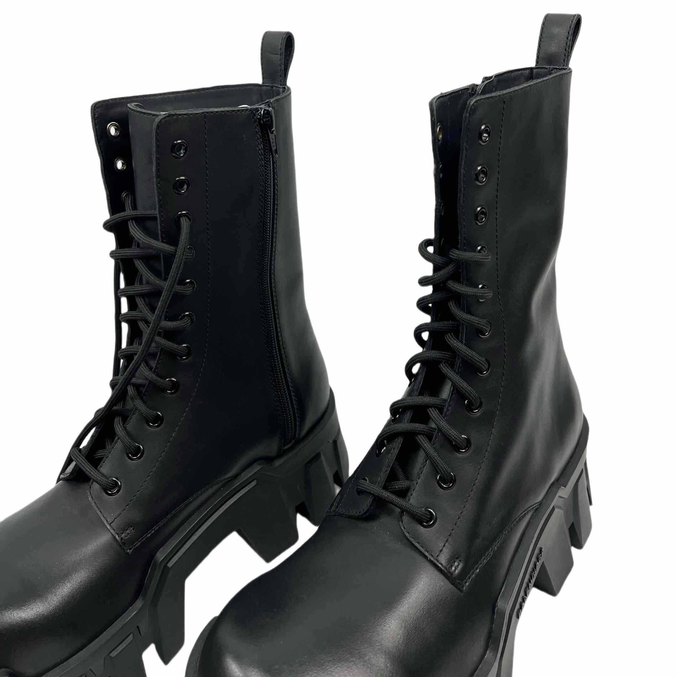 Balenciaga Bulldozer Lace-Up Boot In Black - DesignerGu